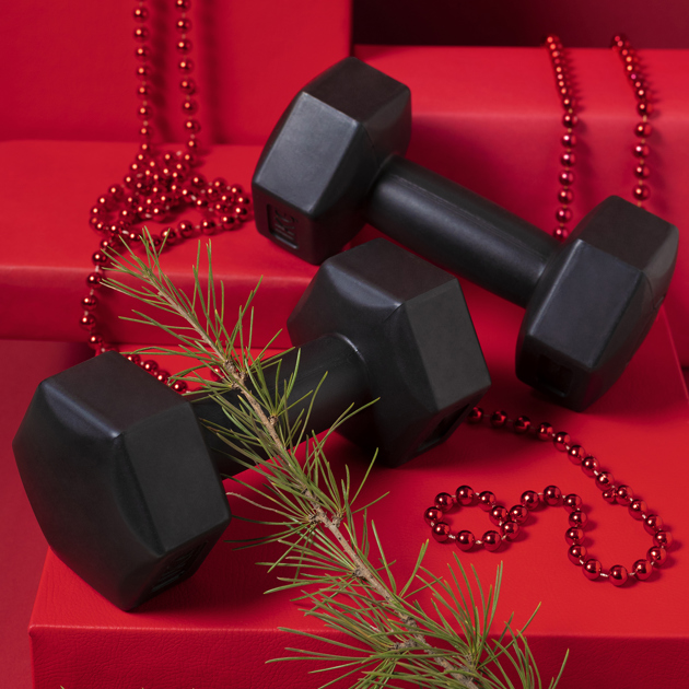 Fitness Gym Equipment With Christmas Theme Decorations
